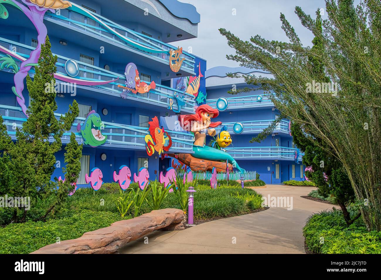 Views of the character theming at Disney`s Art of Animation Resort in Walt Disney World Stock Photo